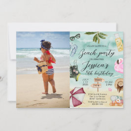 Summer Photo Beach Birthday Party 招待状