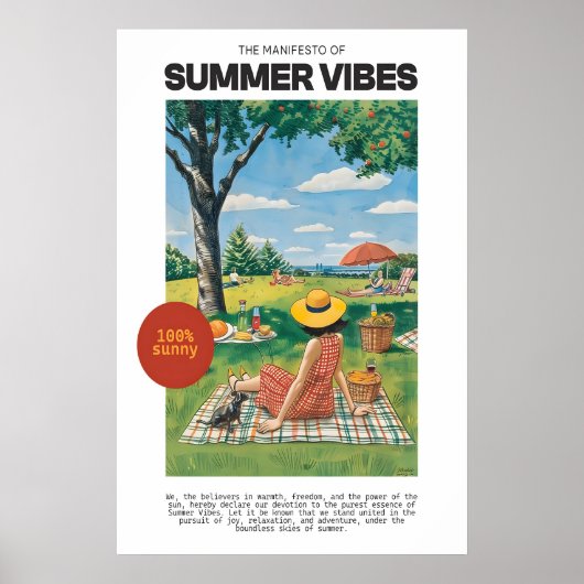 Summer Picnic Art Print Retro Sunny Day Poster 10 ポスター (正面)