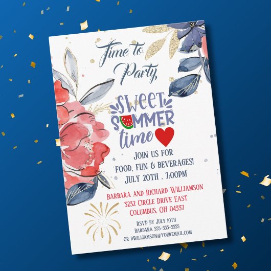 Summer Picnic Barbeque Party Invitation 招待状