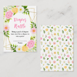 Summer Pink and Yellow Floral Baby Diaper Raffle エンクロージャーカード