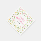 Summer Pink and Yellow Floral Bridal Shower スタンダードカクテルナプキン (角)