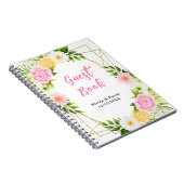 Summer Pink and Yellow Floral Wedding Guest Book ノートブック (右側)