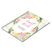 Summer Pink and Yellow Floral Wedding Guest Book ノートブック (左側)