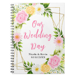Summer Pink and Yellow Floral Wedding Planner ノートブック
