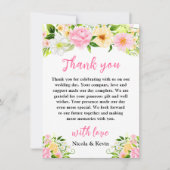 Summer Pink and Yellow Flowers and Foliage サンキューカード (正面)