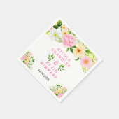 Summer Pink and Yellow Flowers and Foliage スタンダードカクテルナプキン (角)