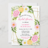 Summer Pink and Yellow Flowers and Foliage 招待状 (正面)