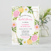 Summer Pink and Yellow Flowers and Foliage 招待状 (スタンド正面)