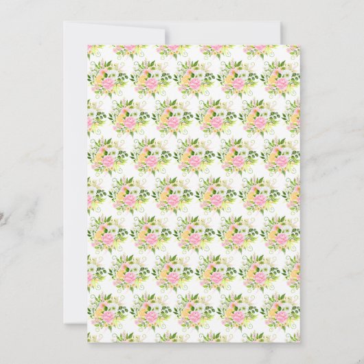 Summer Pink and Yellow Flowers and Foliage 招待状 (裏面)