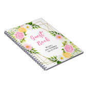 Summer Pink and Yellow Flowers Birthday Guest Book ノートブック (右側)