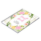 Summer Pink and Yellow Flowers Birthday Guest Book ノートブック (左側)