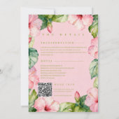 Summer Pink Green Floral Watercolor QRcode Wedding 招待状 (裏面)