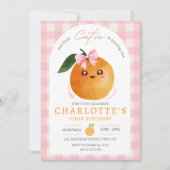 Summer Pink Little Cutie Orange 1st First Birthday 招待状 (正面)