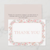 Summer Pink Wildflower Baby Shower サンキューカード (正面/裏面)