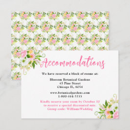 Summer Pink Yellow Floral Wedding Accommodations エンクロージャーカード