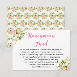 Summer Pink Yellow Floral Wedding Honeymoon Fund エンクロージャーカード