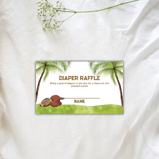 Summer Plam Football Diaper Raffle Baby Shower エンクロージャーカード