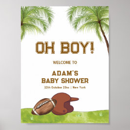 Summer Plam Tree Football Boy Baby Shower Welcome ポスター