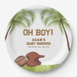 Summer Plam Tree Football Sport Boy Baby Shower ペーパープレート