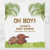 Summer Plam Tree Football Sport Boy Baby Shower  ワインラベル (シングルラベル)