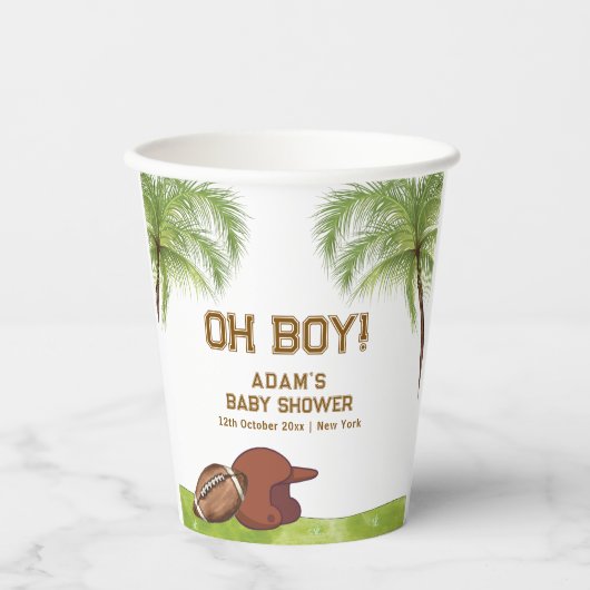 Summer Plam Tree Football Sport Boy Baby Shower  紙コップ (正面)