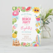 Summer Pool Beach Birthday Party 招待状 (スタンド正面)