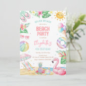 Summer Pool Beach Birthday Party Invitation 招待状 (スタンド正面)