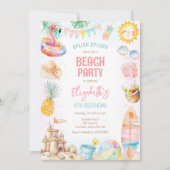 Summer Pool Beach Birthday Party Invitation 招待状 (正面)