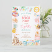 Summer Pool Beach Birthday Party Invitation 招待状 (スタンド正面)