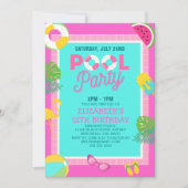 Summer Pool Birthday Bash Girl 招待状 (正面)