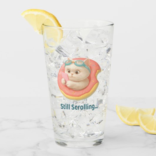 Summer Pool Day: Bao Bao Cat in Donut Float Art タンブラーグラス (アイス正面)