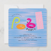 Summer Pool Party | かわいい夏のプール用フロート 招待状 (正面)