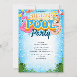Summer Pool Party 30th Birthday Invitation 招待状