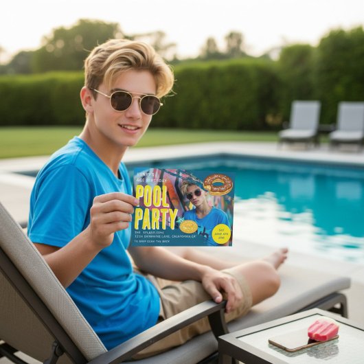 Summer Pool Party Birthday photo 招待状