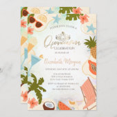 Summer Pool Party Quinceañera 招待状 (正面/裏面)