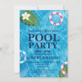 summer Pool Party,Swimming Birthday Invitation 招待状 (正面)