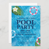 summer Pool Party,Swimming Birthday Invitation 招待状 (正面/裏面)