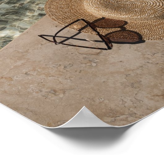 Summer Poolside Aesthetic Straw Hat ポスター (角)