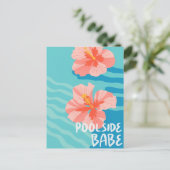 Summer Poolside Hibiscus Flower Vacation ポストカード (スタンド正面)