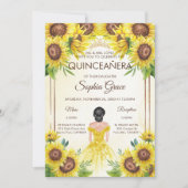 Summer Quinceanera Garden Sunflowers Birthday 招待状 (正面)