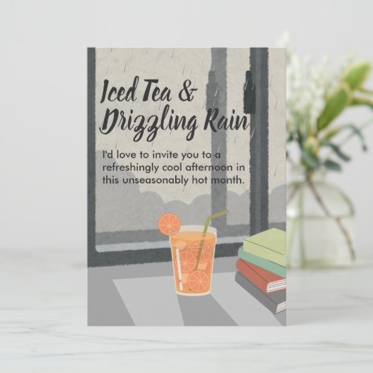Summer Rain Home Invitation-Cozy Minimal Aesthetic 招待状 (スタンド正面)