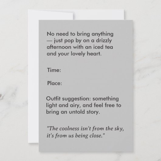 Summer Rain Home Invitation-Cozy Minimal Aesthetic 招待状 (裏面)