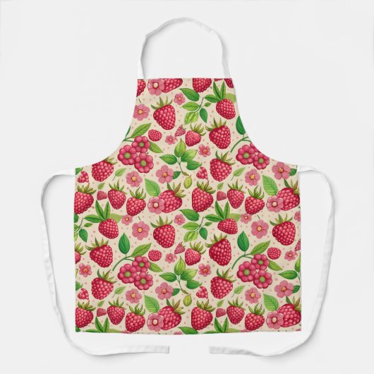 Summer Raspberry Garden Botanical Fruit Pattern エプロン (正面)