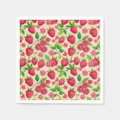 Summer Raspberry Garden Botanical Fruit Pattern スタンダードカクテルナプキン (正面)