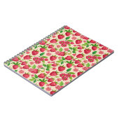 Summer Raspberry Garden Botanical Fruit Pattern ノートブック (左側)