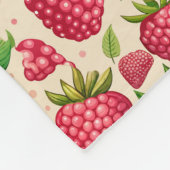 Summer Raspberry Garden Botanical Fruit Pattern フリースブランケット (角)