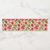 Summer Raspberry Garden Botanical Fruit Pattern ペットボトルラベル (シングルラベル)
