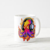 Summer Rave Fire Octopus Dj Edm Festival コーヒーマグカップ (正面右)