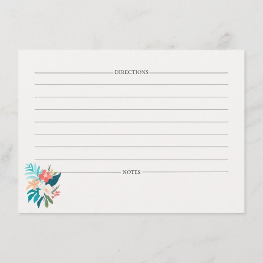 Summer Recipe Card – Tropical Floral  案内状 (裏面)