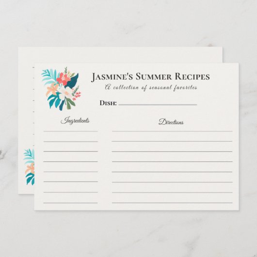 Summer Recipe Card – Tropical Floral  案内状 (正面/裏面)